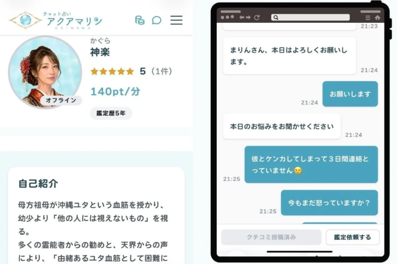 チャット鑑定画面のイメージ
